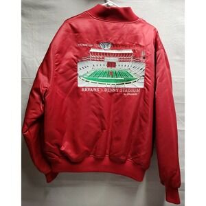 VTG Alabama Crimson Tide Satin Jacket Red Bryant Denny Stadium by Brumik Size 2X